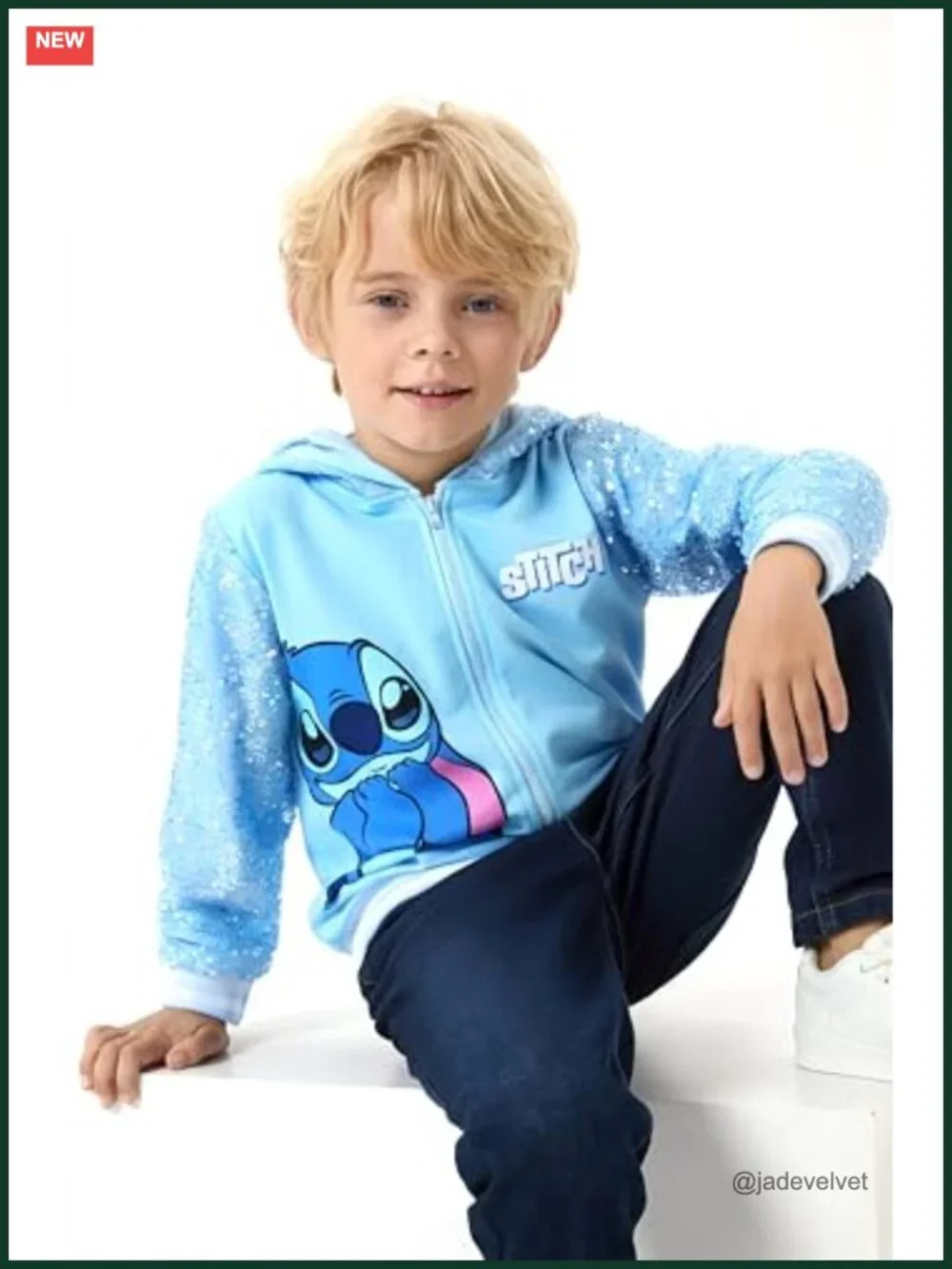 Girls Hooded Sweatshirt Jacket Sequin Stitch Full Zip